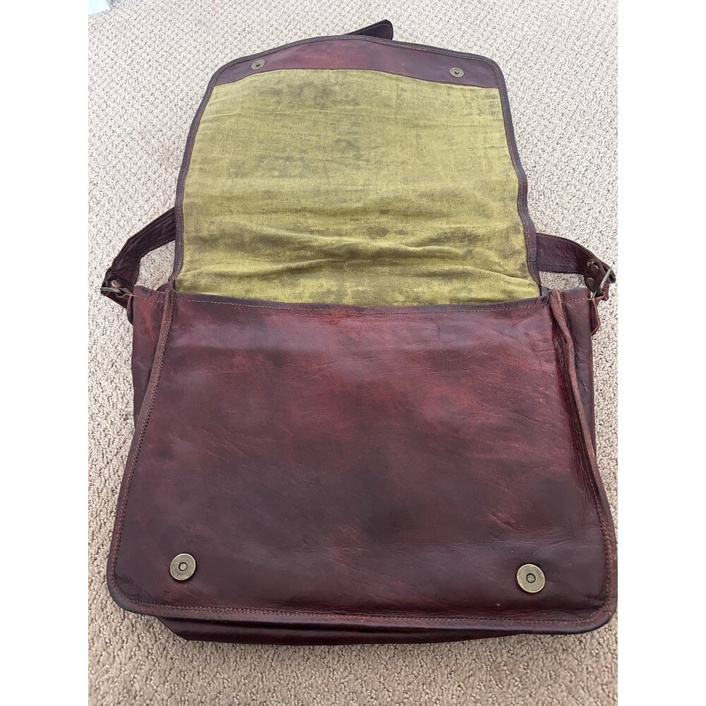 Vintage Leather Messenger Bag Satchel Computer 14 x 12 Supple Custom - Picture 5 of 13